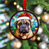 Bull Mastiff in Santa Hat Suncatcher Decoration